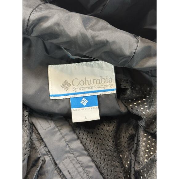 Columbia Jacket Mens Large Black Omni-Tech Waterproof Hooded Rain Coat Shell - Picture 10 of 12